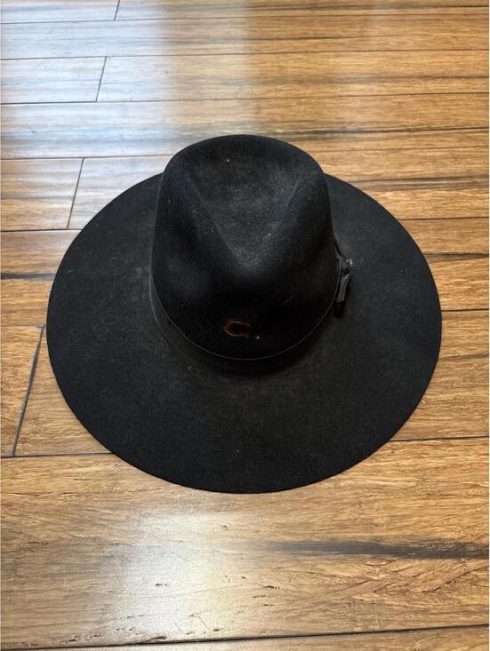 Other - Charlie 1 Horse Highway Cowgirl Black Felt Fedora Hat Size Medium Ribbon Accent